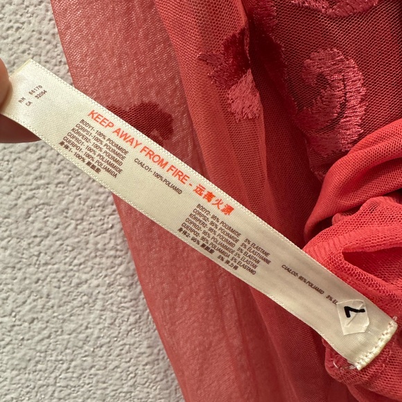 NWT Free People Sheer Meadows sheer, floral-embroidered bodysuit w/ V-neckline - Picture 10 of 11